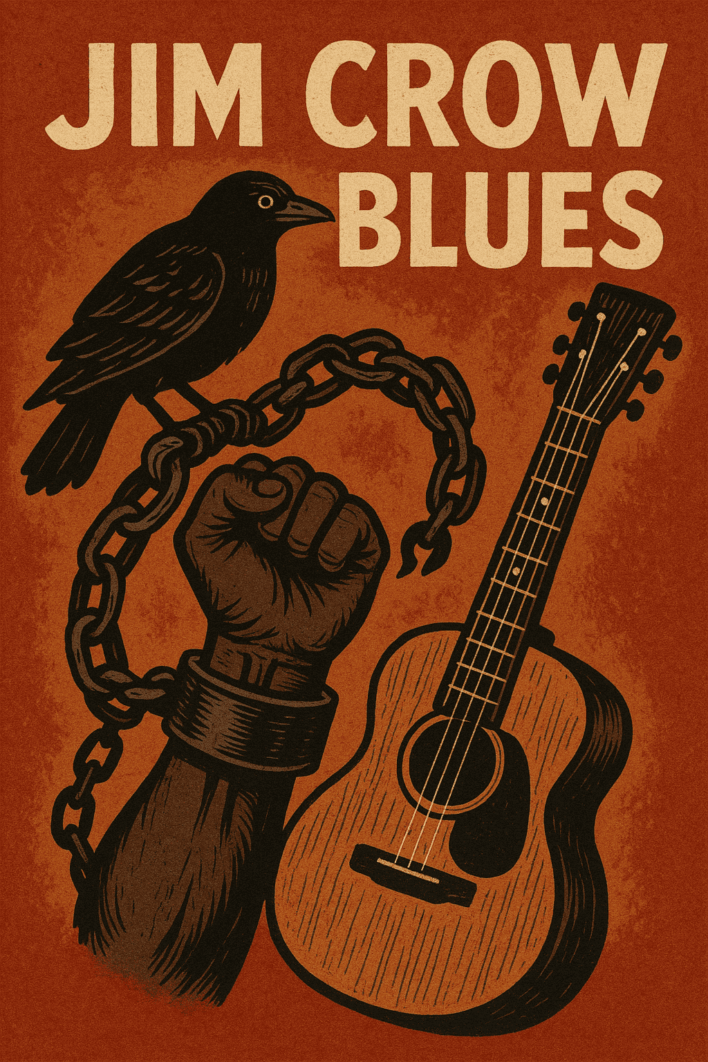 Chains breaking free from Jim Crow and Guitar 